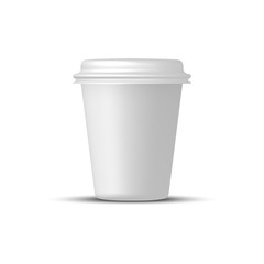 blank white coffee to go cup isolated on white background