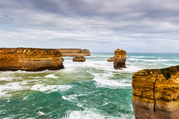 The Twelve Apostles on a windy spring day on the Great Ocean Road in Victoria, Australia