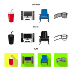 Isolated object of television and filming icon. Collection of television and viewing stock vector illustration.