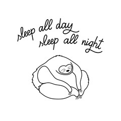 Vector illustration of cute character sloth