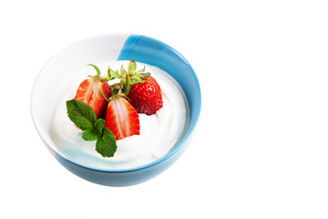 Erdbeeren in Quark, Erdbeerquark, Strawberry in cream cheese