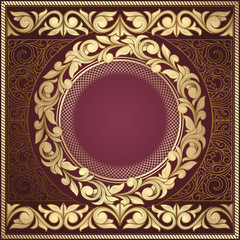 Golden ornate art deco vintage card