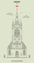Saint Catherine church in Gdansk, Poland. Landmark icon