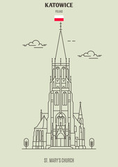 St. Mary's Church in Katowice, Poland. Landmark icon