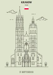 Fototapeta St. Mary's Basilica in Krakow, Poland. Landmark icon obraz