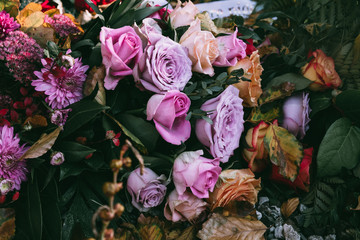 funeral bouquet of roses