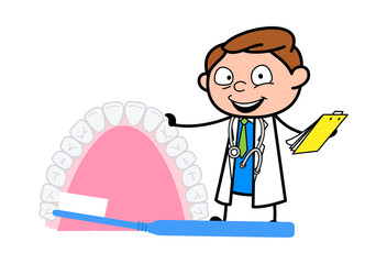 Cartoon Dentist Giving Tips for Oral Treatment Vector Concept