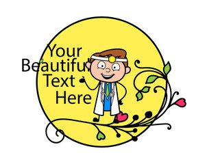 Cartoon Happy Doctor Expression with Space for Banner Vector