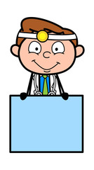 Happy Doctor with Ad Banner Vector