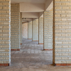 Background of row of sequential stone brick walls	