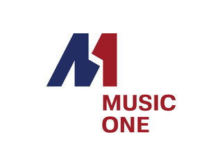 Modern professional monogram M ONE in red and blue theme