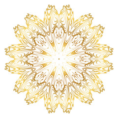 Luxury Art Deco Floral Pattern. Mandala Design. Vector Illustration. Oriental Pattern. Indian, Moroccan, Mystic, Ottoman Motifs. Anti-Stress Therapy Pattern. Gold color