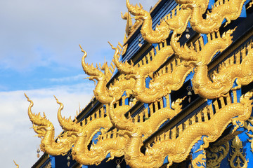 Chiang Rai Wat Rong Seur Ten (Blue Temple) is a modern Buddhist temple distinguished by its vivid blue coloring .Wat Rong Seur Ten is one of famous landmark for tourist in chiangrai