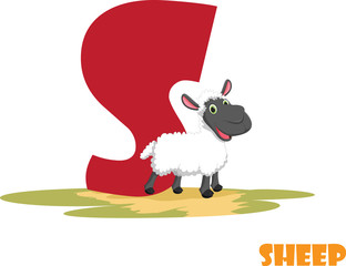 Cute Animal Zoo Alphabet. Letter S for Sheep