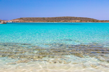 Fototapeta na wymiar Exotic turquoise beach of Diakofti at Kythera island, Greece.