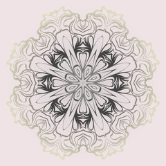 Decorative Ornament With Mandala. Anti-Stress Therapy Pattern. Vector Illustration. Pastel, beige color