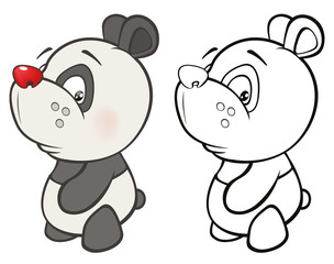 Vector Illustration of a Cute Cartoon Character Panda for you Design and Computer Game. Coloring Book Outline Set 