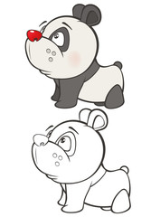 Vector Illustration of a Cute Cartoon Character Panda for you Design and Computer Game. Coloring Book Outline Set 