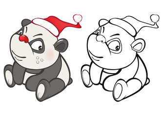Vector Illustration of a Cute Cartoon Character Panda for you Design and Computer Game. Coloring Book Outline Set 