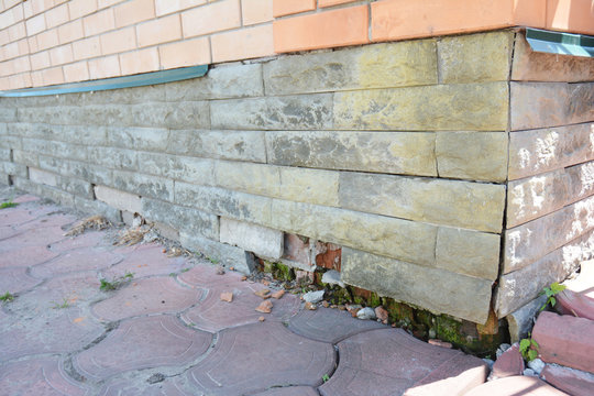 House Foundation Wall Damage Repair. Repair House Damaged Foundation, Foundation Cracks.