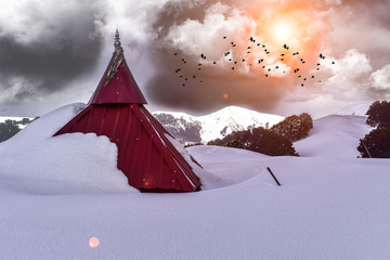SNOW LADEN Temple in Kullu himachal pradesh