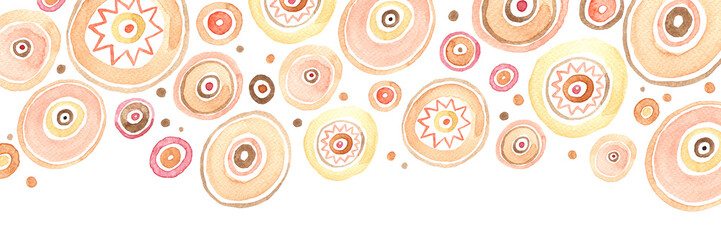 Vanilla Bubblegum Circles Abstract Horizontal Background. Raster banner template.