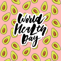 Concept Vector Card - World Health Day vegetables fruits