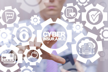 Cyber insurance business concept. Digital electronic security technology.