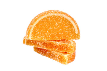 Marmalade slices on a white background close-up