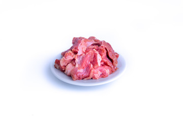 Fresh raw beef steak isolated on white background with selective focus