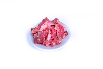 Fresh raw beef steak isolated on white background with selective focus