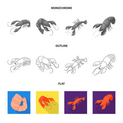 Isolated object of appetizer and ocean logo. Collection of appetizer and delicacy vector icon for stock.