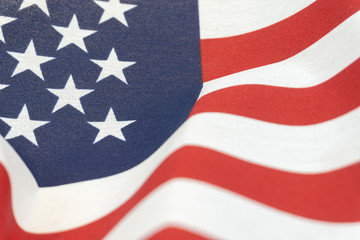 Closeup of rippled American flag