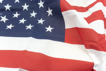 Closeup of rippled United States flag