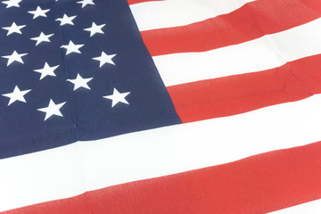 Closeup of rippled United States flag