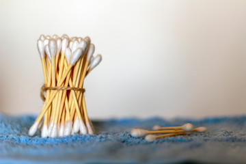 Bamboo cotton swabs. Zero waste, plastic free concept