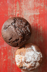 Home made sweet bread on a wooden board