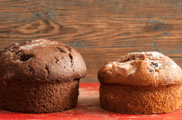 Home made sweet bread on a wooden board