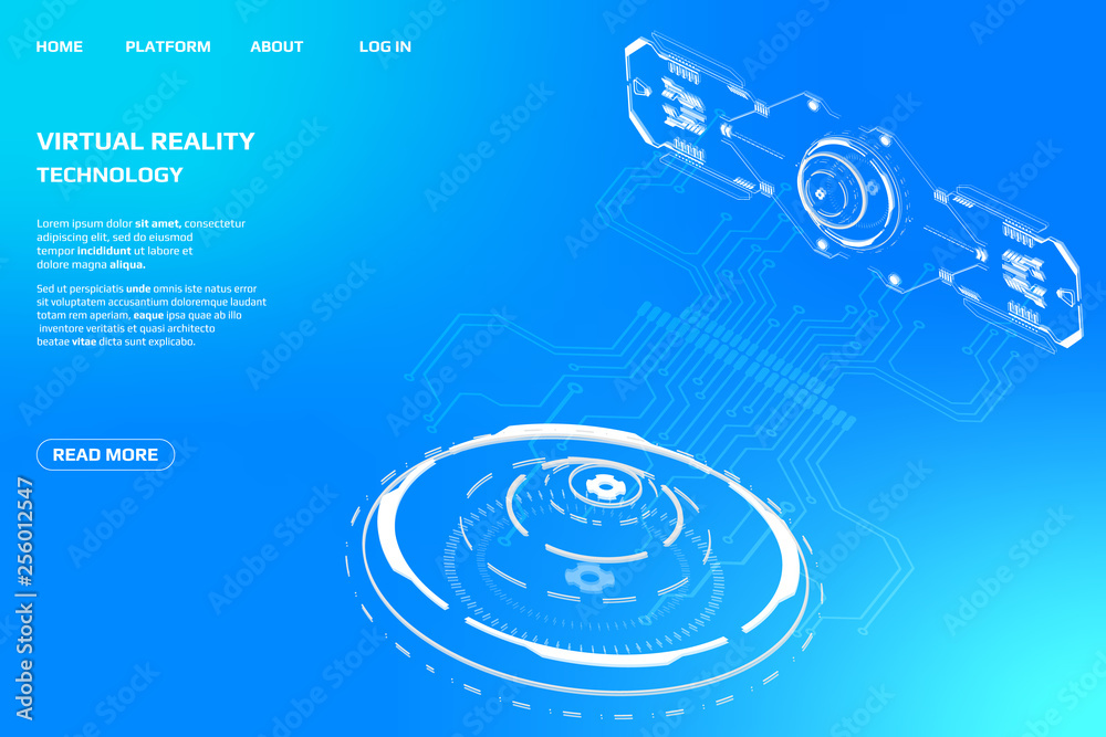 Fototapete ui futuristic isometric 3d technology big data communication transfer concept. scifi display gadget 