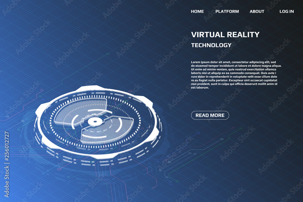 Fototapete ui futuristic isometric 3d technology big data communication transfer concept. scifi display gadget 
