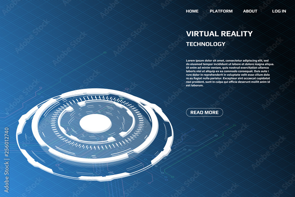 Aufkleber UI Futuristic Isometric 3D Technology Big Data Communication Transfer Concept. Scifi Display Gadget Virtual Reality Monitoring System Element For Web, Game, App Illustration