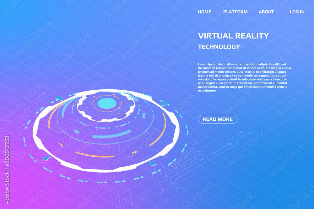 Fototapete ui futuristic isometric 3d technology big data communication transfer concept. scifi display gadget 