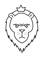 Obraz premium Linear vector illustration of a lion in cartoon style