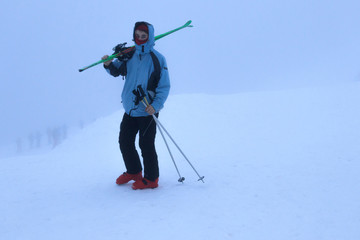 a man dressed in ski equipment