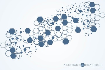 Modern futuristic background of the scientific hexagonal pattern. Virtual abstract background with particle, molecule structure for medical, technology, chemistry, science. Social network vector