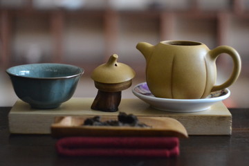 Teapot in sino-indian style at tea ceremony	