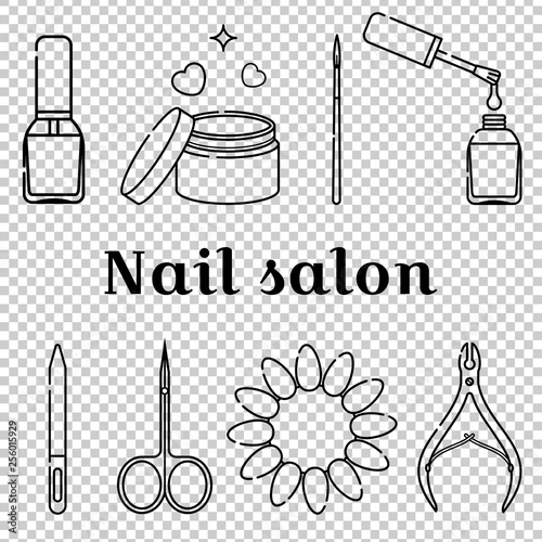 Nail salon and manicure tools. Cuticle nippers and scissors