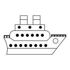 Cruise ship boat symbol isolated in black and white