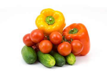 fresh vegetables on white background