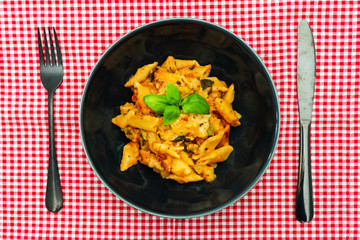 tasty pasta Italian tomato sauce pasta on the table